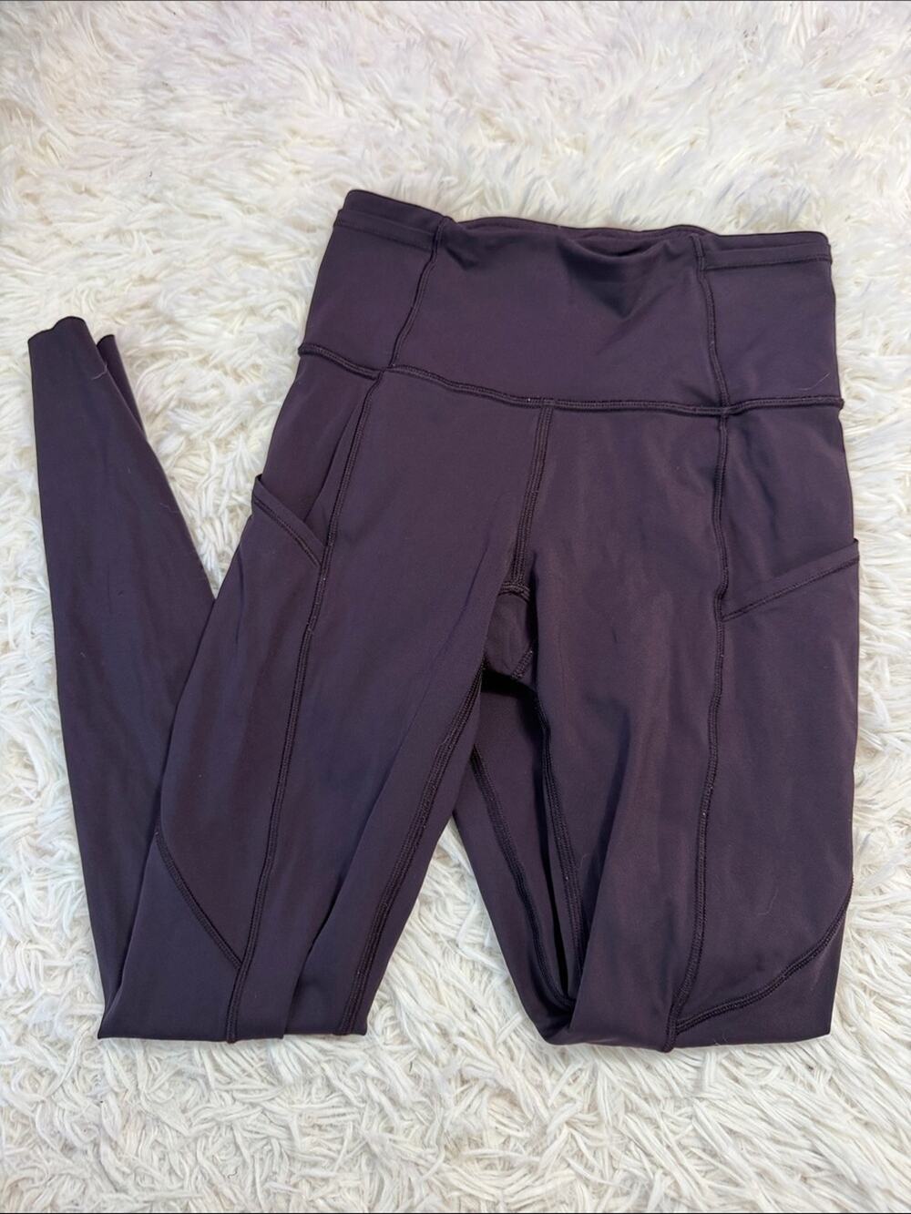 Lululemon Fast & Free 7/8 Tight II *Nulux 25" Black Cherry